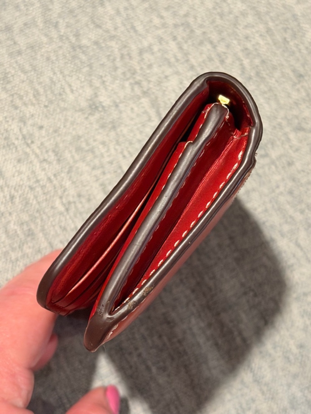 COACH Red and Tan Heart Print Slim Card Case In Signature Canvas Style CF281 - Picture 6 of 13